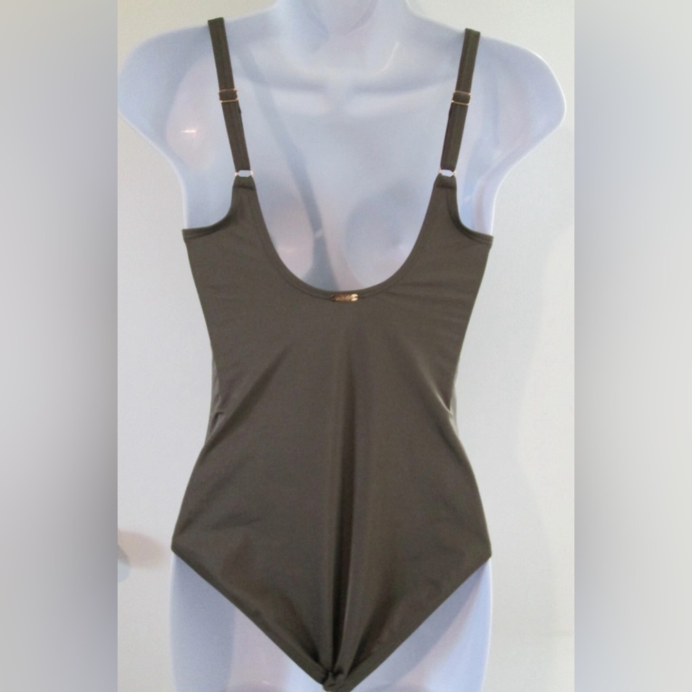 NWT Calvin Klein Twist-Front Tummy-Control One-Piece Color Rust Copper, Size 10 - Picture 3 of 3
